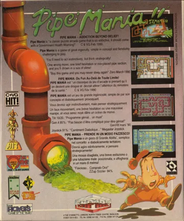 Pipe Mania box cover back